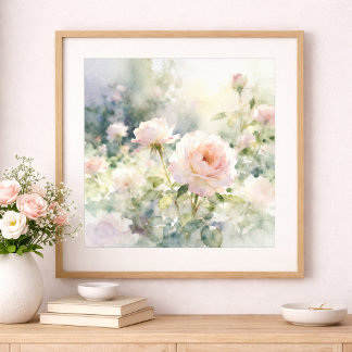 Blush Pink Garden Roses Poster