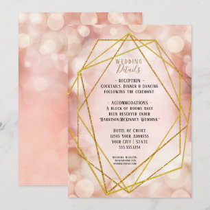 Blush Pink Geometric Gold Glitter Twinkle Lights I Invitation