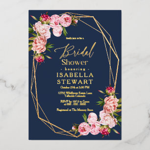 Blush Pink Geometric Navy Blue Bridal Shower