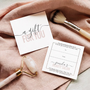 Blush pink gift certificate beauty salon script