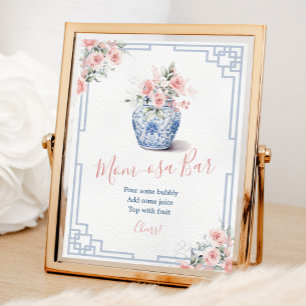 Blush Pink Ginger Jar Chinoiserie Baby Mum-osa Bar Poster