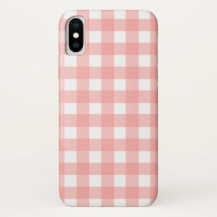 Blush Pink Gingham Check Pattern iPhone X Case