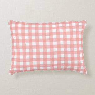 Blush Pink Gingham Check Pattern Decorative Cushion