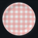 Blush Pink Gingham Check Pattern Paper Plate<br><div class="desc">A pretty, blush pink gingham check pattern on custom party paper plates. This classic design is always in style and has a fun, country style. You can adjust the pattern size to make the checks smaller or larger, change the direction of the pattern and add any text to personalise. Cute...</div>
