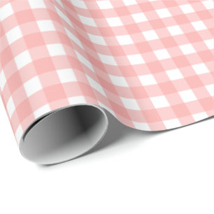 Blush Pink Gingham Check Pattern Wrapping Paper