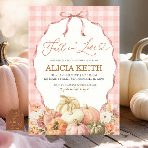 Blush Pink Gingham Coquette Pumpkin Bridal Shower Invitation