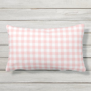 Blush Pink Gingham Pattern Chequered Lumbar Cushion