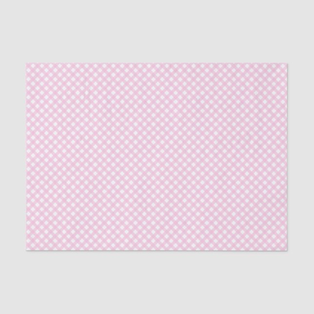 Blush Pink Gingham Pattern Tissue Paper (Front)