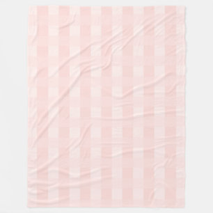 Blush Pink Gingham Plaid Pattern Fleece Blanket
