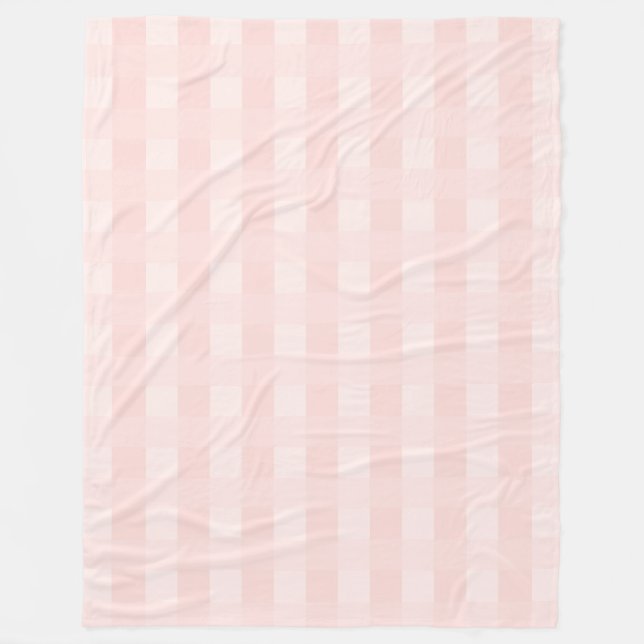 Blush Pink Gingham Plaid Pattern Fleece Blanket (Front)