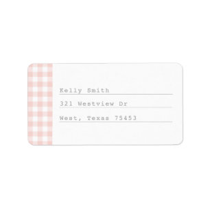 Blush Pink Gingham Typewriter Address Labels