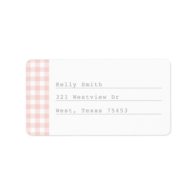 Blush Pink Gingham Typewriter Address Labels (Front)