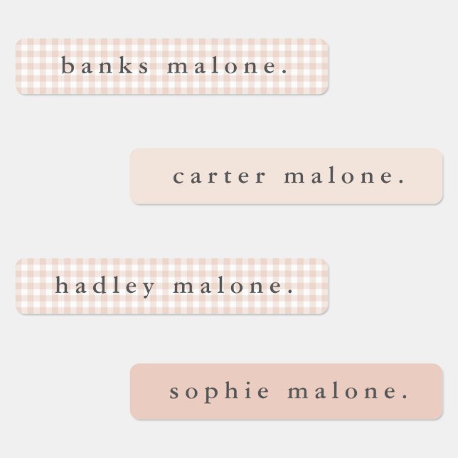 Blush Pink Gingham Waterproof Name (Group)
