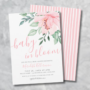 Blush Pink Girl Floral Baby in Bloom Shower Invitation