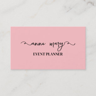 Blush Pink Girly Calligraphy Trendy Event Planner Business Card