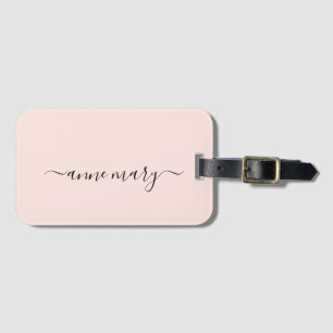 Blush Pink Girly Custom Name Monogram Gift Favour Luggage Tag