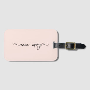 Blush Pink Girly Custom Name Monogram Trendy Gift Luggage Tag