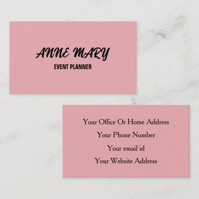 Blush Pink Girly Cute Custom Classy Elegant Business Card (Front/Back)