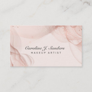 Blush pink girly elegant glitter makeup artist business card
