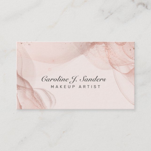 Blush pink girly elegant glitter makeup artist business card (Front)