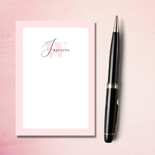 Blush Pink Girly Feminine Cute Script Monogram Post-it Notes