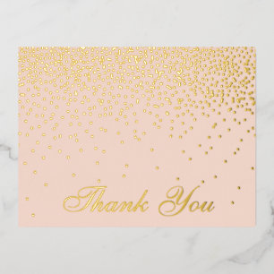 Blush Pink & Glam Confetti Wedding Thank You Real Foil Invitation Postcard