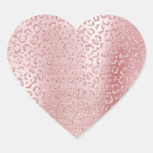 Blush Pink Glam Glitter Leopard Heart Sticker