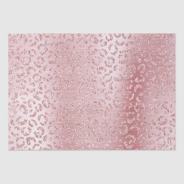 Blush Pink Glam Glitter Leopard Tissue Paper (Front)