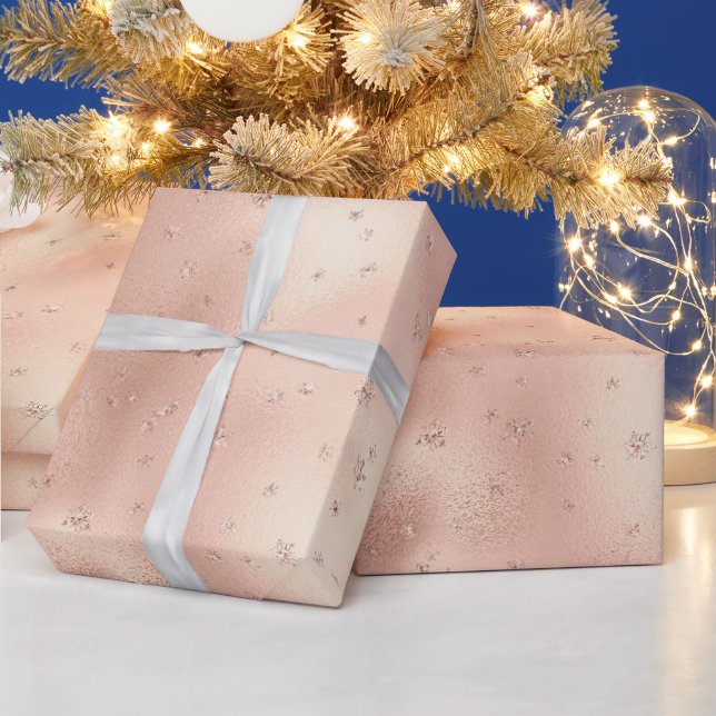 Blush Pink Glam Glitter Snowflake   Wrapping Paper (Holidays)