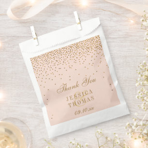Blush Pink & Glam Gold Confetti Wedding Favour Bags