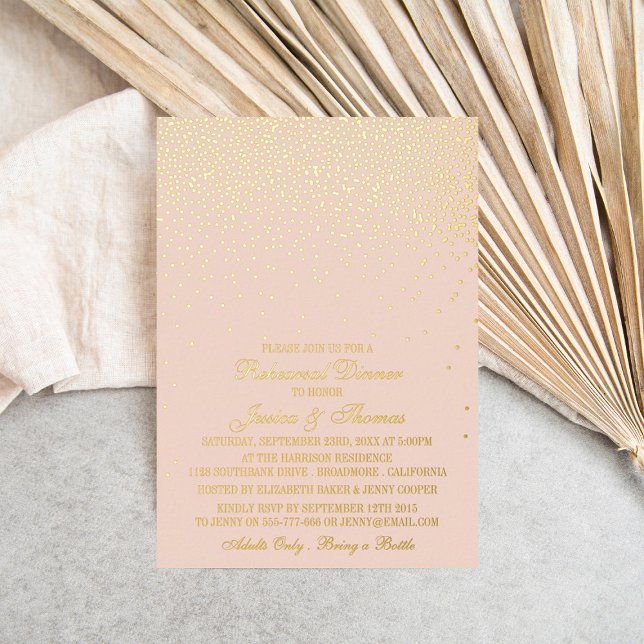 Blush Pink & Glam Gold Confetti Wedding Rehearsal (Creator Uploaded)