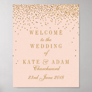 Blush Pink & Glam Gold Confetti Wedding Welcome Poster