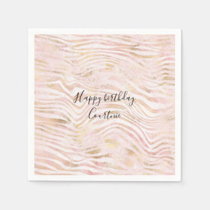 Blush Pink Glam Gold Zebra Print Napkin