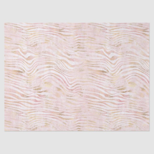 Blush Pink Glam Gold Zebra Print Tissue Paper (Front)