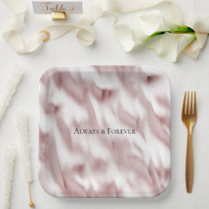 Blush Pink Glam Wedding Bridal Shower Paper Plate