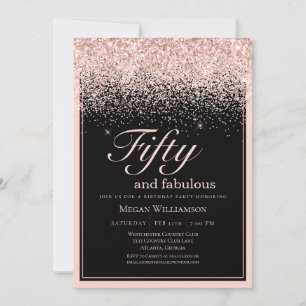 Blush Pink Glitter 50 and Fabulous Birthday   Invitation