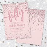 Blush Pink Glitter 50th Birthday Invitation<br><div class="desc">Introducing a chic and celebratory 50th birthday party invitation, perfect for marking this special milestone in style. The elegant design features a mix of silver glitter confetti, adding a touch of fun and festivity. At the top, "Fifty" is prominently displayed in bold calligraphy, setting the tone for an unforgettable celebration....</div>