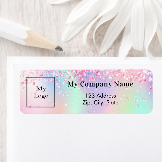 Blush pink glitter business logo return address (Insitu)