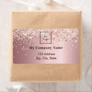 Blush pink glitter business logo return address