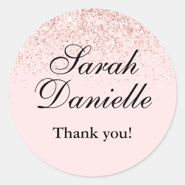 Blush Pink Glitter Confetti Party Favour Classic R Classic Round Sticker (Front)