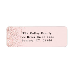 Blush Pink Glitter Confetti Personalised Address