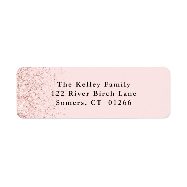 Blush Pink Glitter Confetti Personalised Address (Front)
