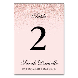 Blush Pink Glitter Confetti Personalised Table Num Table Number