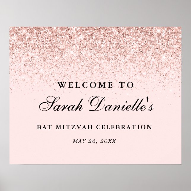 Blush Pink Glitter Confetti Personalised Welcome P Poster (Front)