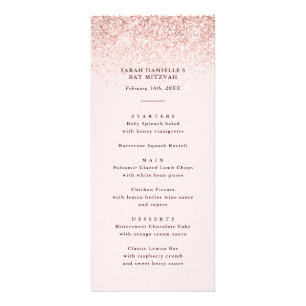 Blush Pink Glitter Confetti Tall Menu Card