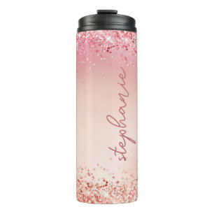Blush Pink Glitter Custom  Thermal Tumbler