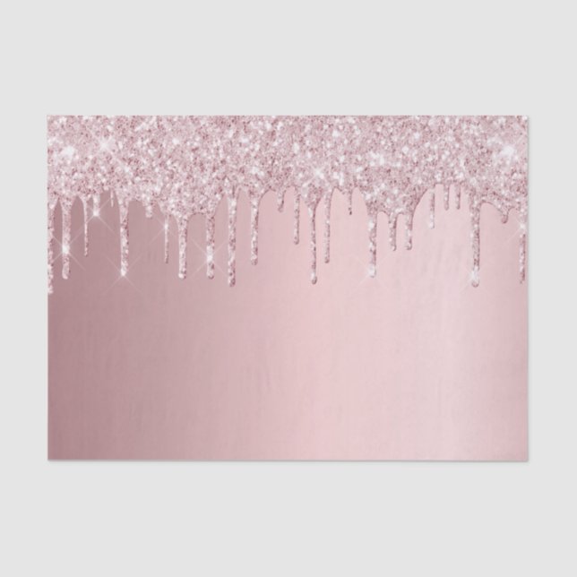 Blush pink glitter drips girly sparkle  tissue paper (Front)