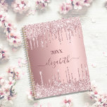 Blush pink glitter drips monogram name 2024 planner<br><div class="desc">A dusty rose, pink faux metallic looking background with faux glitter drips, paint dripping look. Personalise and add a year 2024(or any year) name. The name is written in dark rose gold with a large modern hand lettered style script. Perfect for school, work or organising your personal/family life. To keep...</div>