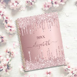 Blush pink glitter drips monogram name 2025 planner<br><div class="desc">A dusty rose, pink faux metallic looking background with faux glitter drips, paint dripping look. Personalise and add a year 2025(or any year) name. The name is written in dark rose gold with a large modern hand lettered style script. Perfect for school, work or organising your personal/family life. To keep...</div>