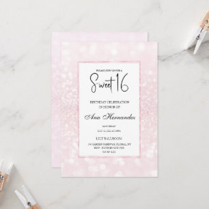 Blush pink glitter elegant chic Sweet 16  Invitation